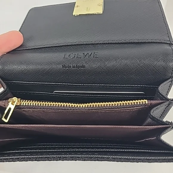 NIB Loewe Black Cloth Purse Wallet With Zipper